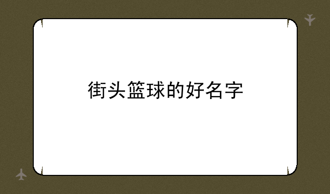 街头篮球的好名字