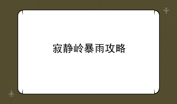 寂静岭暴雨攻略