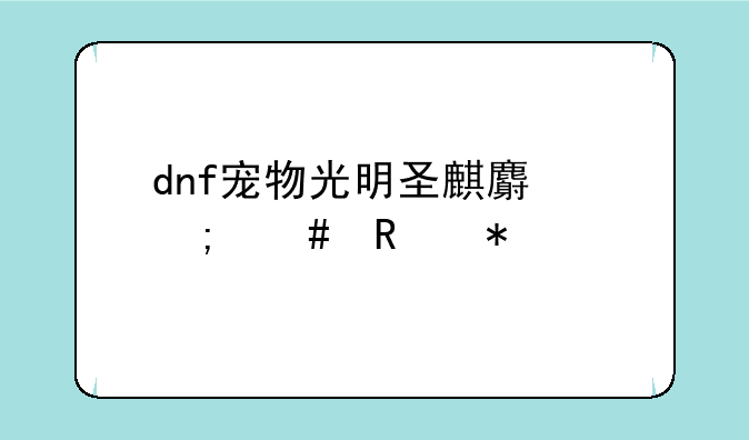 dnf宠物光明圣麒麟怎么放技能