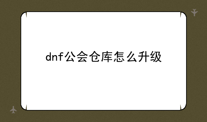 dnf公会仓库怎么升级