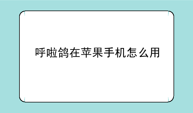 呼啦鸽在苹果手机怎么用