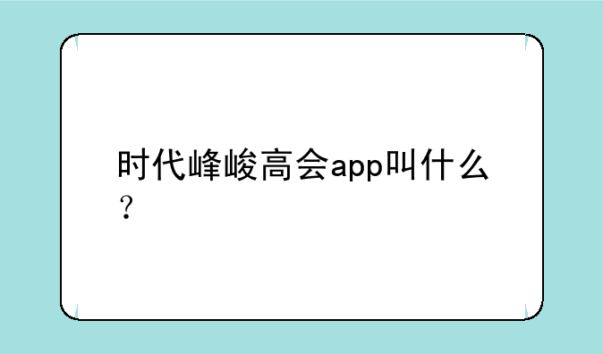 时代峰峻高会app叫什么？