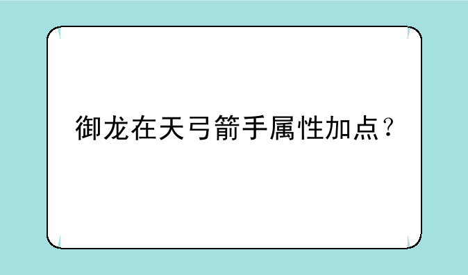 御龙在天弓箭手属性加点？