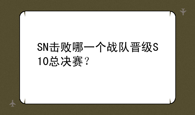 SN击败哪一个战队晋级S10总决赛？