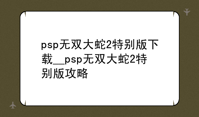 psp无双大蛇2特别版下载__psp无双大蛇2特别版攻略