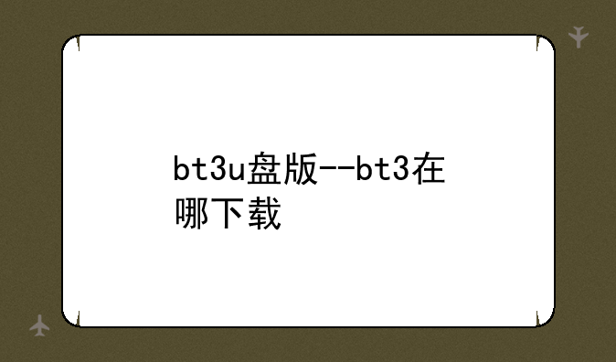 bt3u盘版--bt3在哪下载