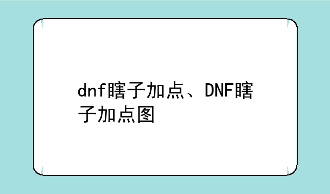 dnf瞎子加点、DNF瞎子加点图