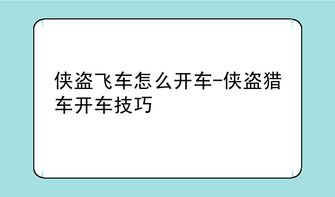 侠盗飞车怎么开车-侠盗猎车开车技巧