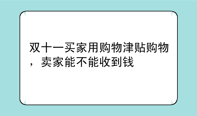 双十一买家用购物津贴购物，卖家能不能收到钱